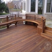 Ipe Deck that features a curved Ipe railing system.(Inside View)